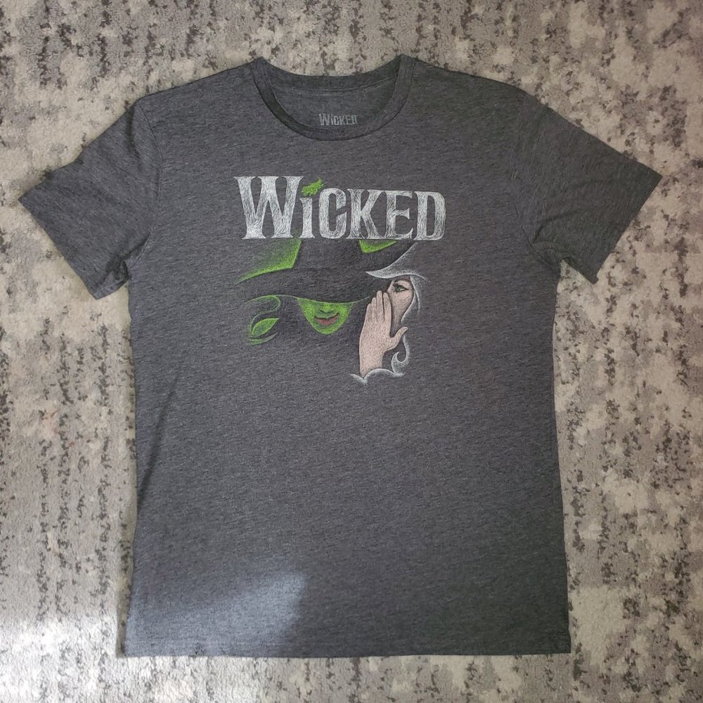 Wicked Defy Gravity North American Tour Green Witch Gray T-shirt Size L